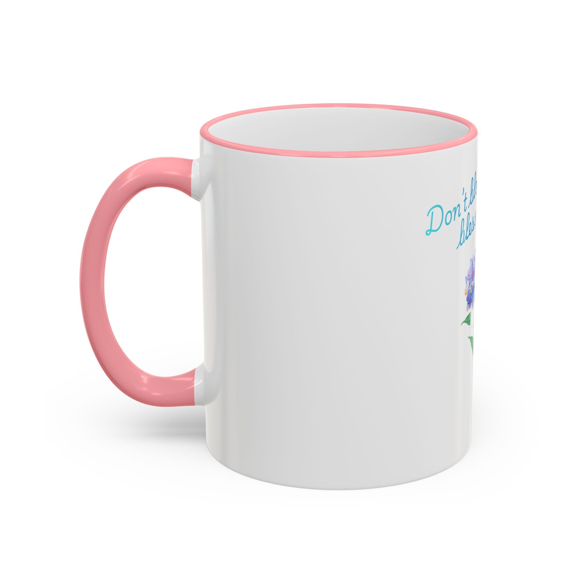 Don't Block Your Blessings hydrangea mug | Accent rim & handle mug