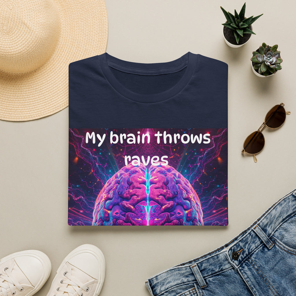 Brain Rave T-Shirt — "My Brain Throws Raves" Neon Brain Graphic Tee