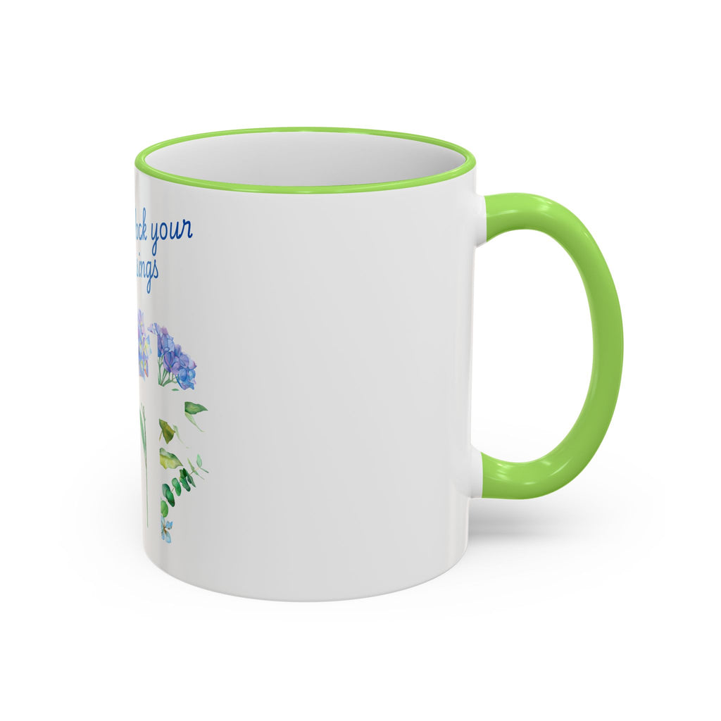 Don't Block Your Blessings hydrangea mug | Accent rim & handle mug