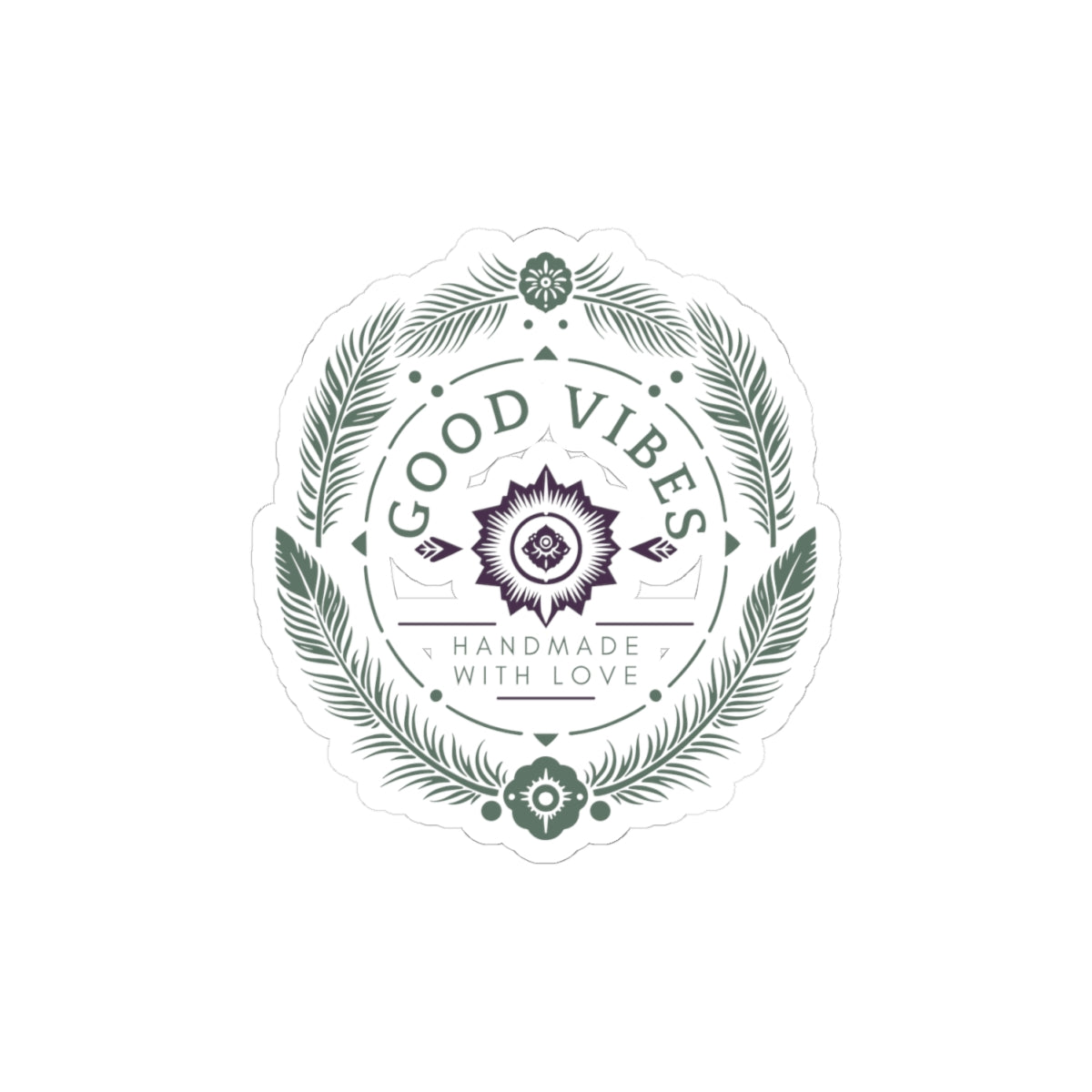 Good Vibes Floral Mandala Kiss-Cut Stickers | Boho Laptop Decal