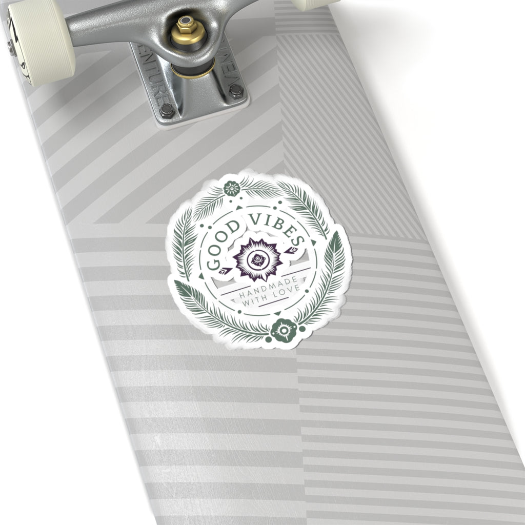 Good Vibes Floral Mandala Kiss-Cut Stickers | Boho Laptop Decal
