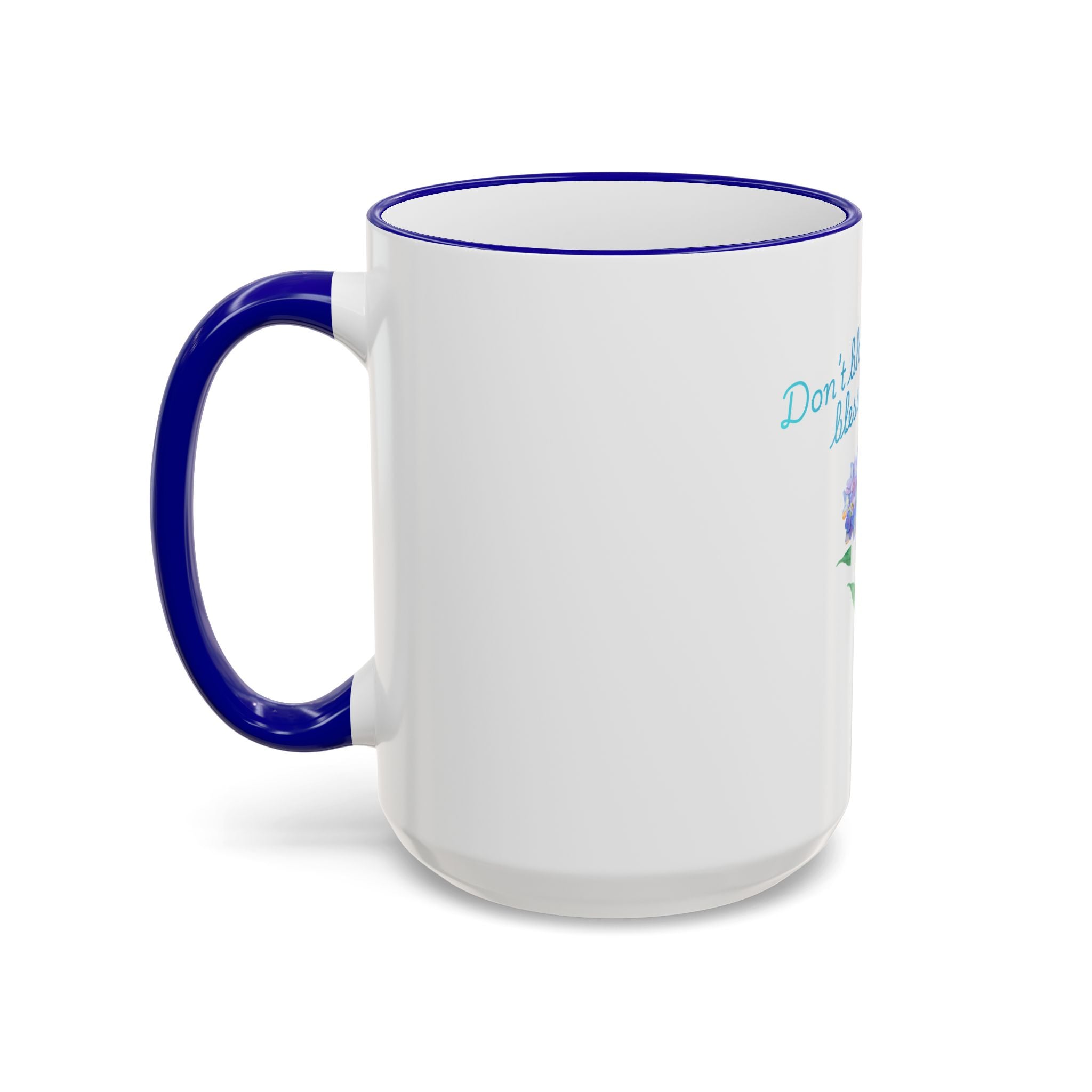 Don't Block Your Blessings hydrangea mug | Accent rim & handle mug