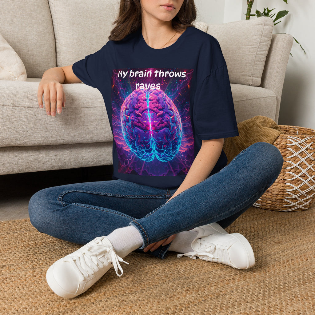 Brain Rave T-Shirt — "My Brain Throws Raves" Neon Brain Graphic Tee