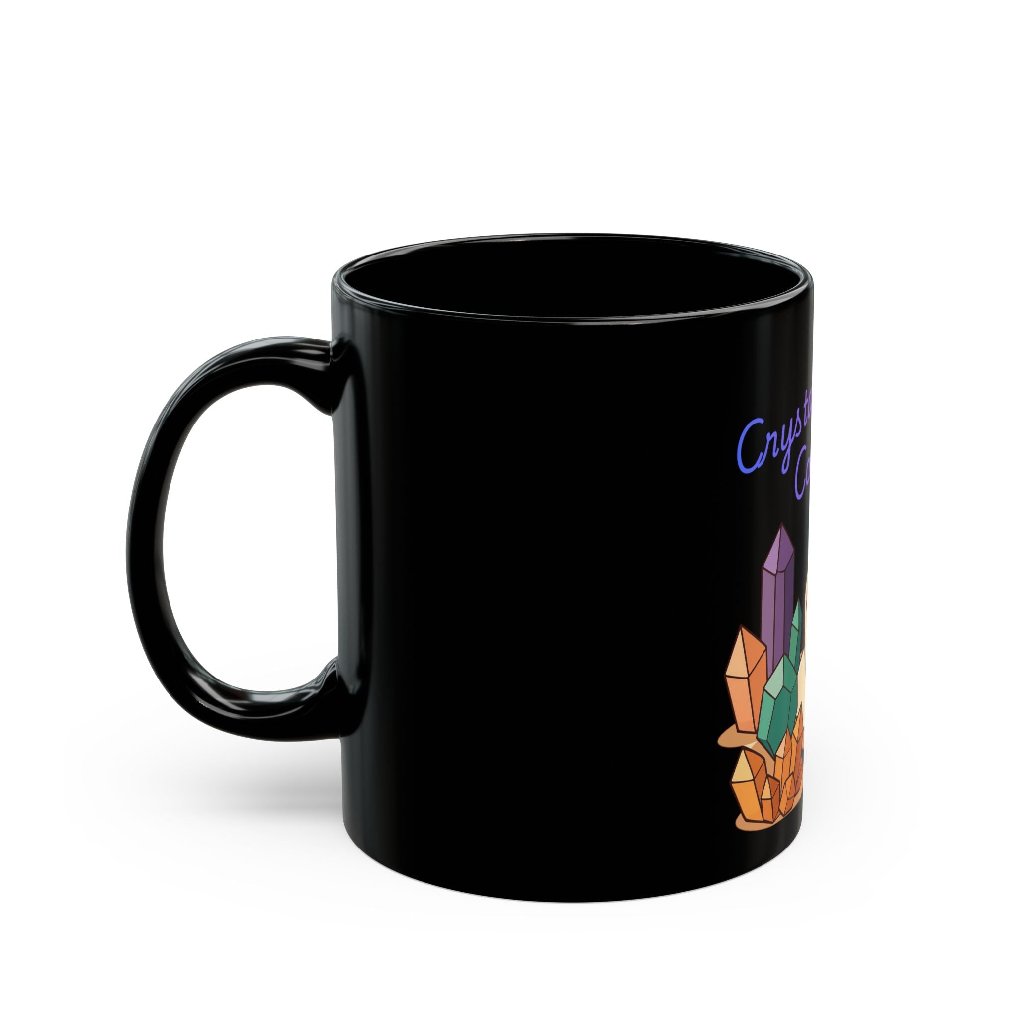 Crystals and Coffee Mug | Black Ceramic Coffee Cup