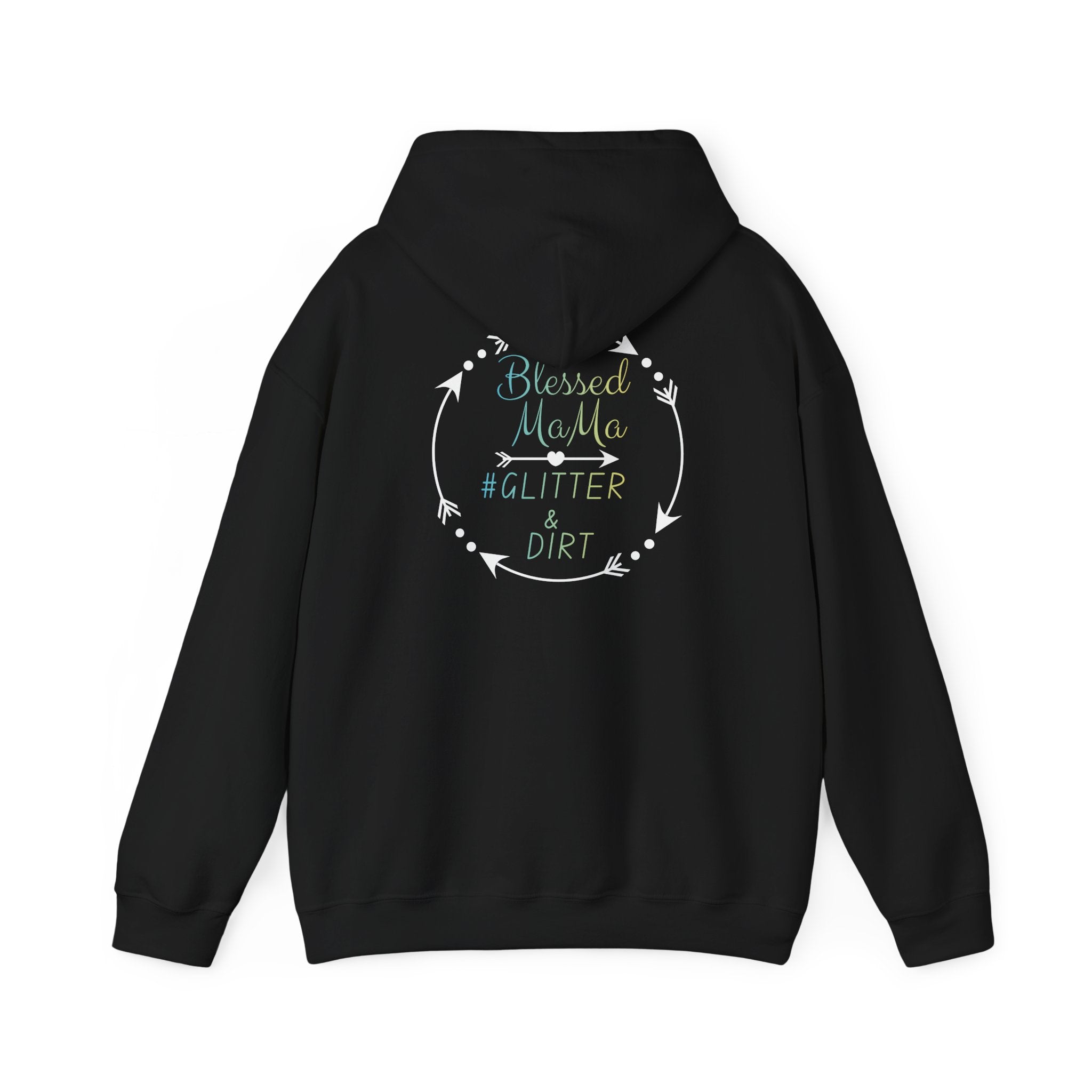 Hoodie — "Blessed Mama" Glitter & Dirt Arrow Pullover