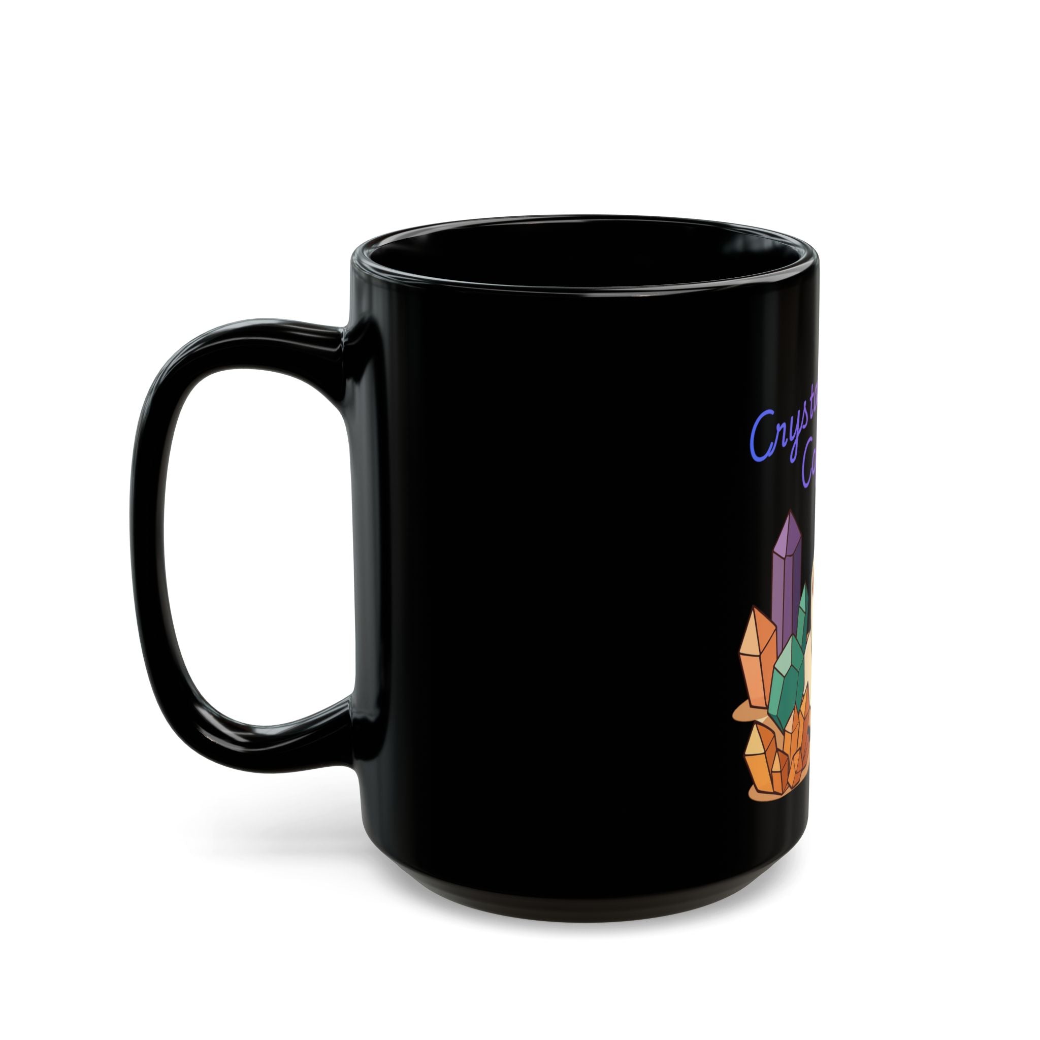 Crystals and Coffee Mug | Black Ceramic Coffee Cup