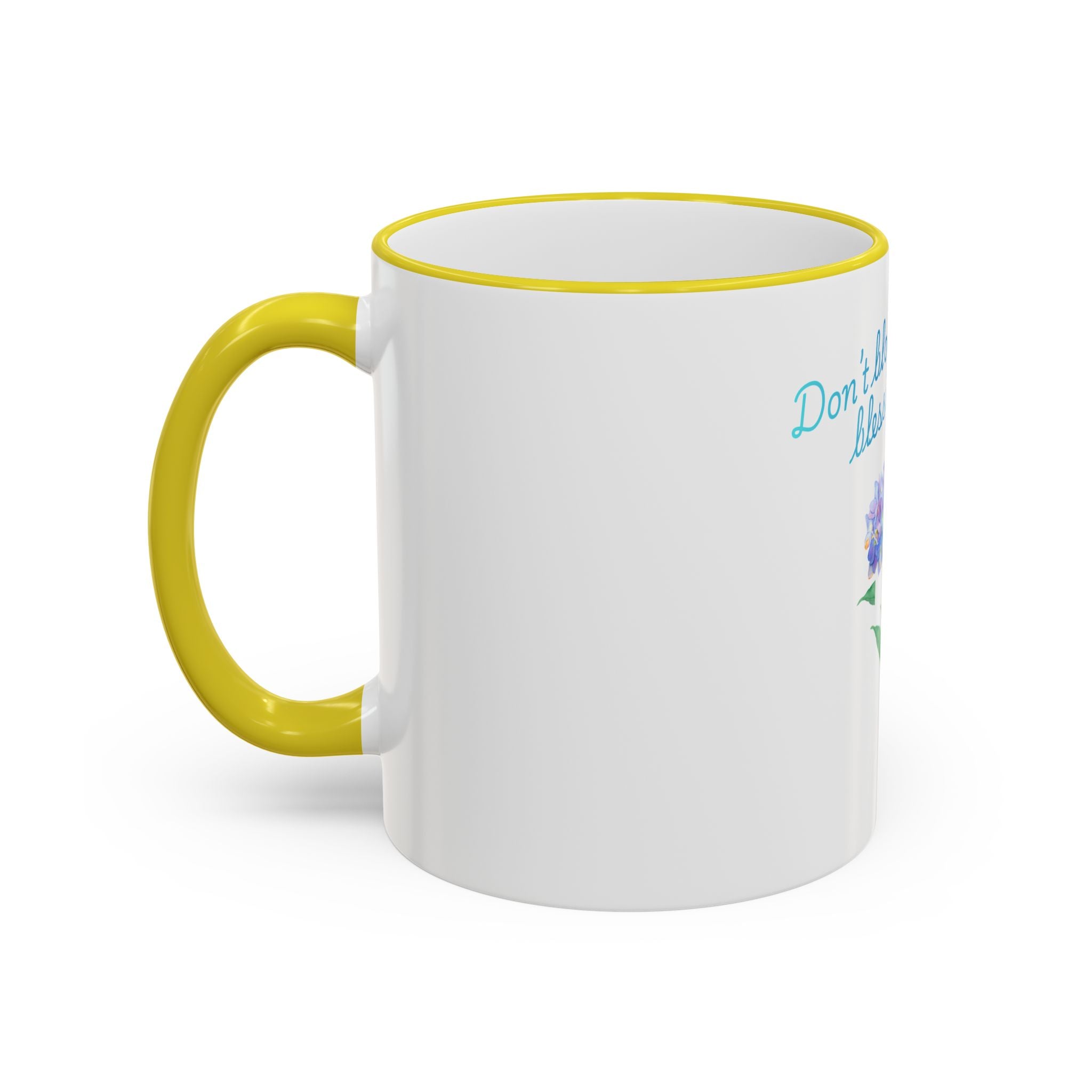 Don't Block Your Blessings hydrangea mug | Accent rim & handle mug