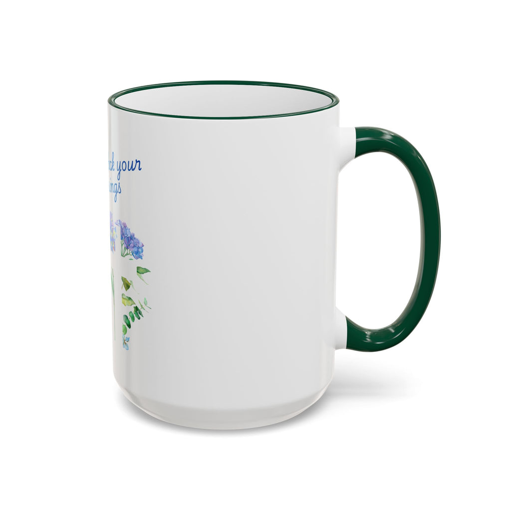 Don't Block Your Blessings hydrangea mug | Accent rim & handle mug