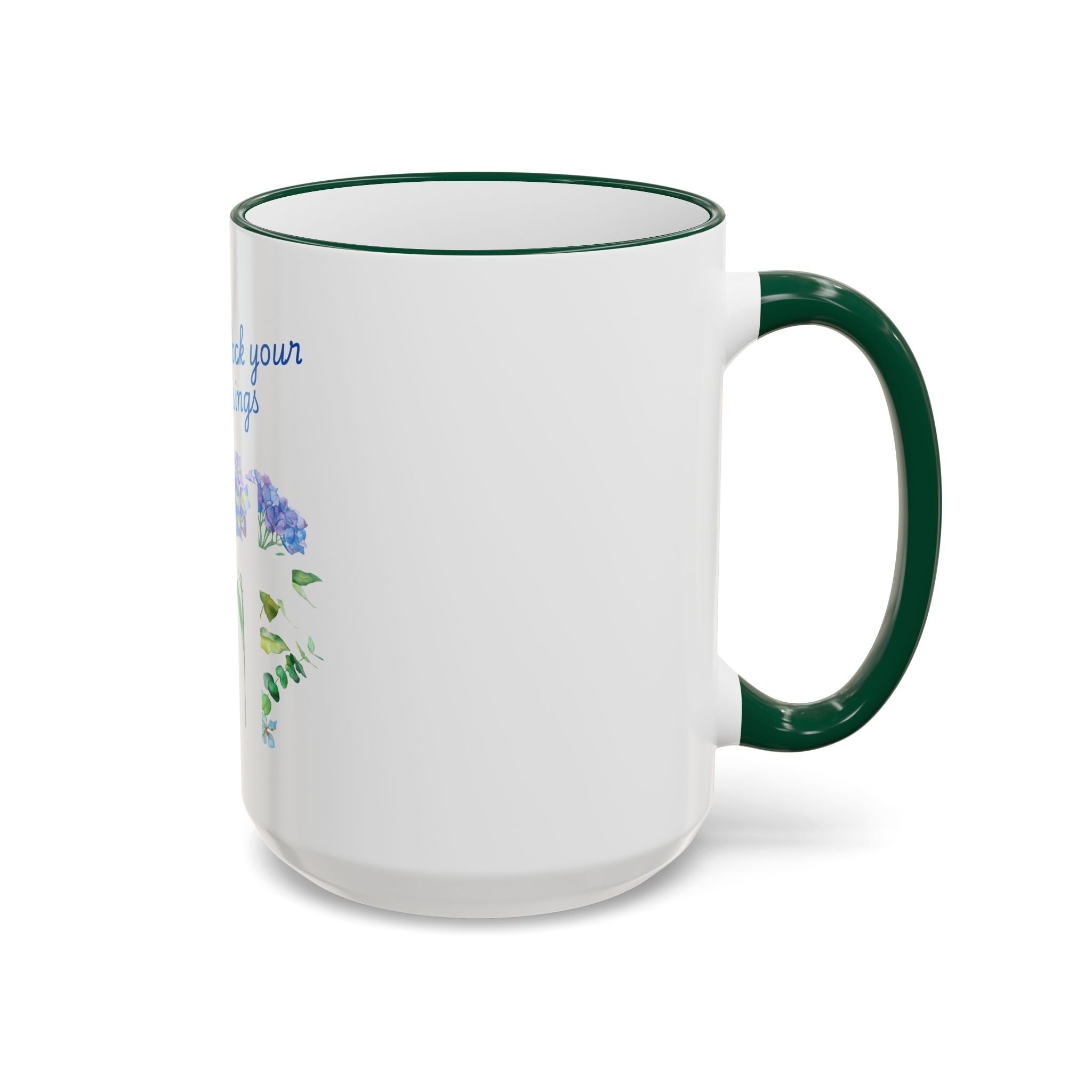 Don't Block Your Blessings hydrangea mug | Accent rim & handle mug