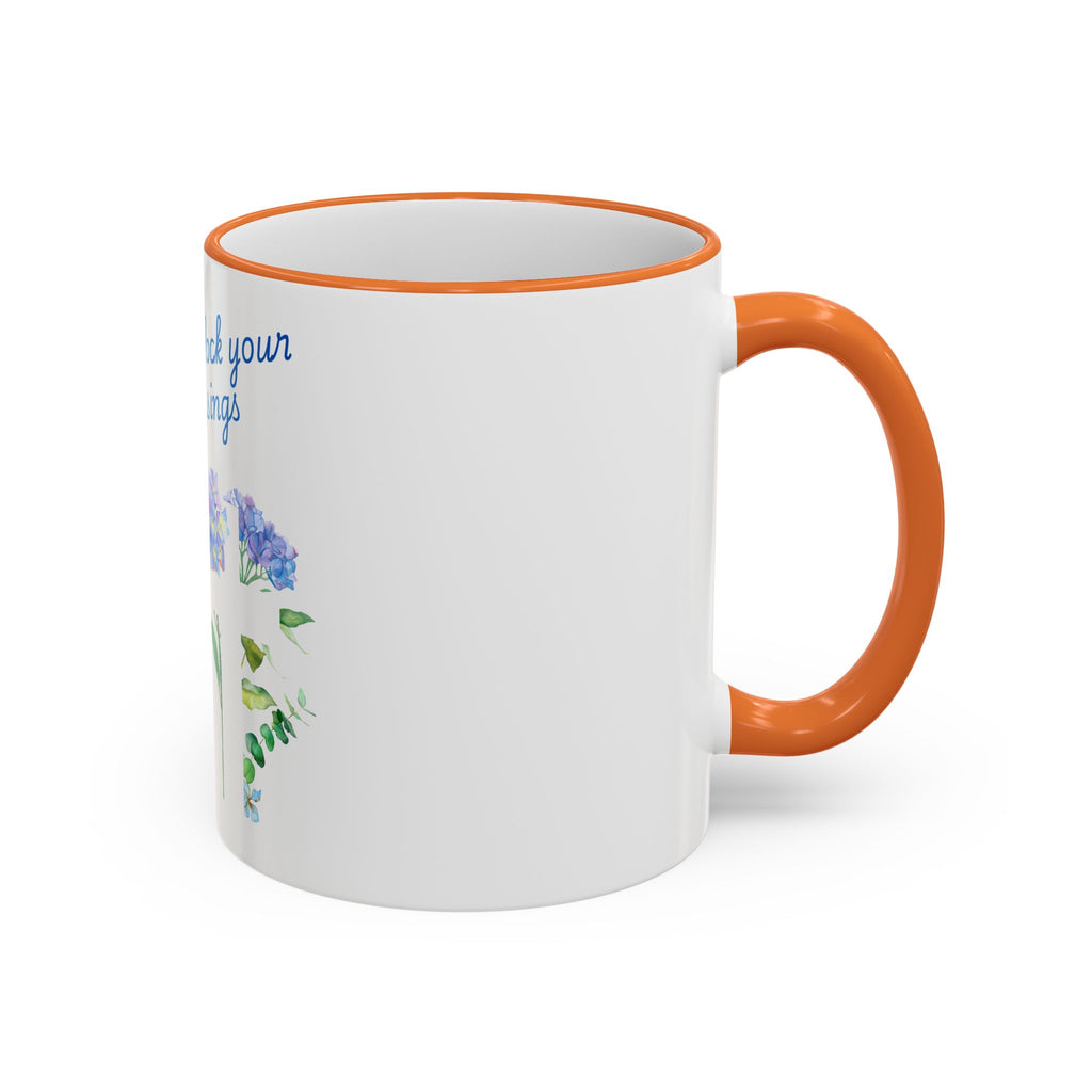 Don't Block Your Blessings hydrangea mug | Accent rim & handle mug