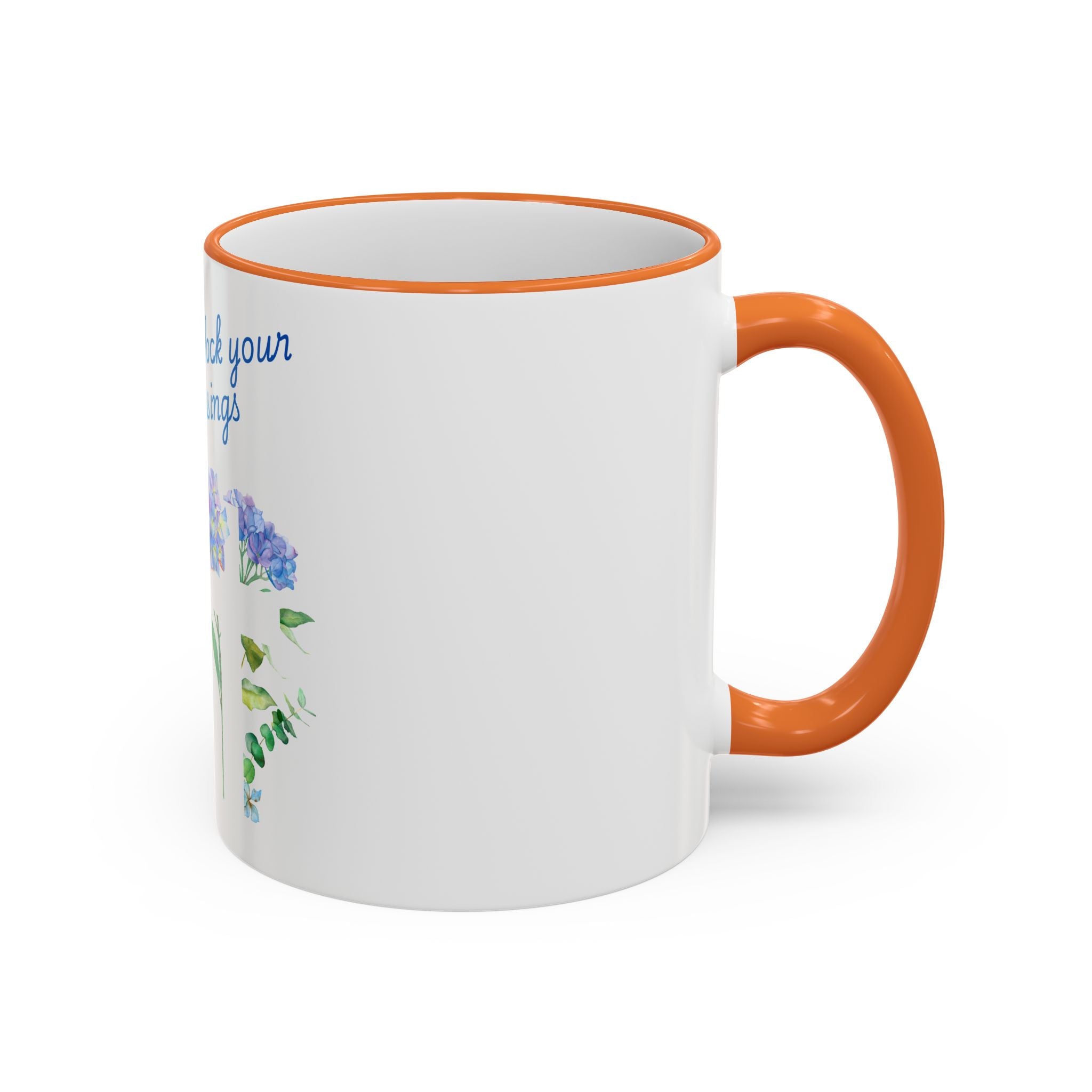Don't Block Your Blessings hydrangea mug | Accent rim & handle mug