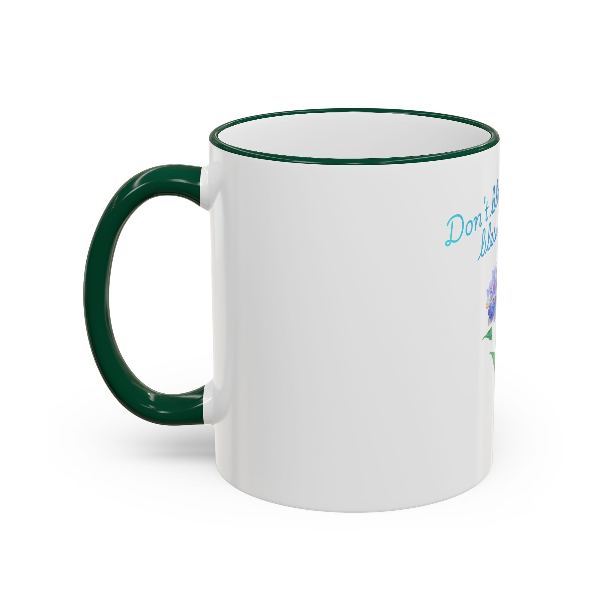 Don't Block Your Blessings hydrangea mug | Accent rim & handle mug