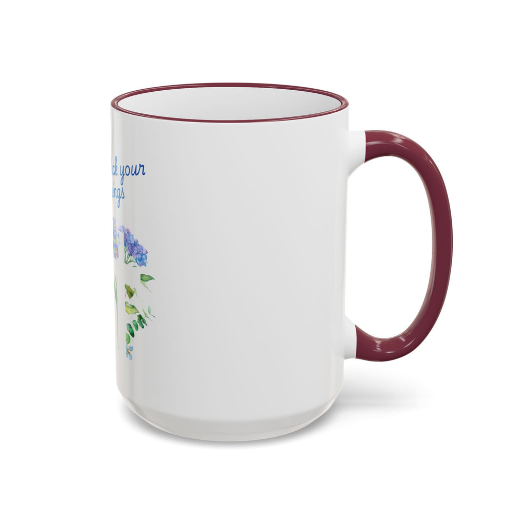 Don't Block Your Blessings hydrangea mug | Accent rim & handle mug