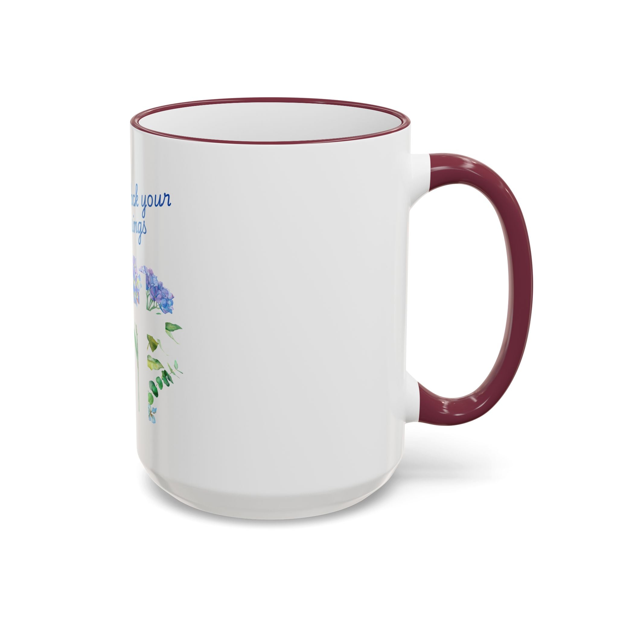 Don't Block Your Blessings hydrangea mug | Accent rim & handle mug