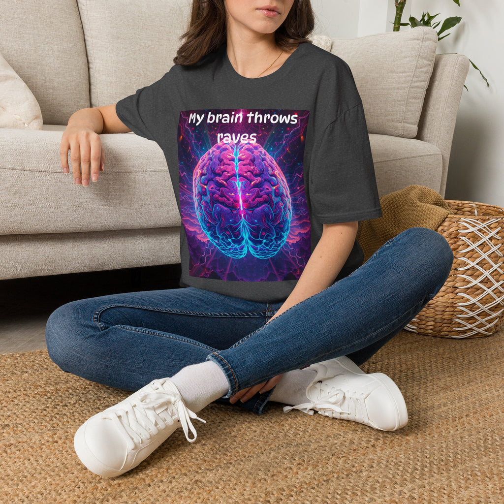 Brain Rave T-Shirt — "My Brain Throws Raves" Neon Brain Graphic Tee
