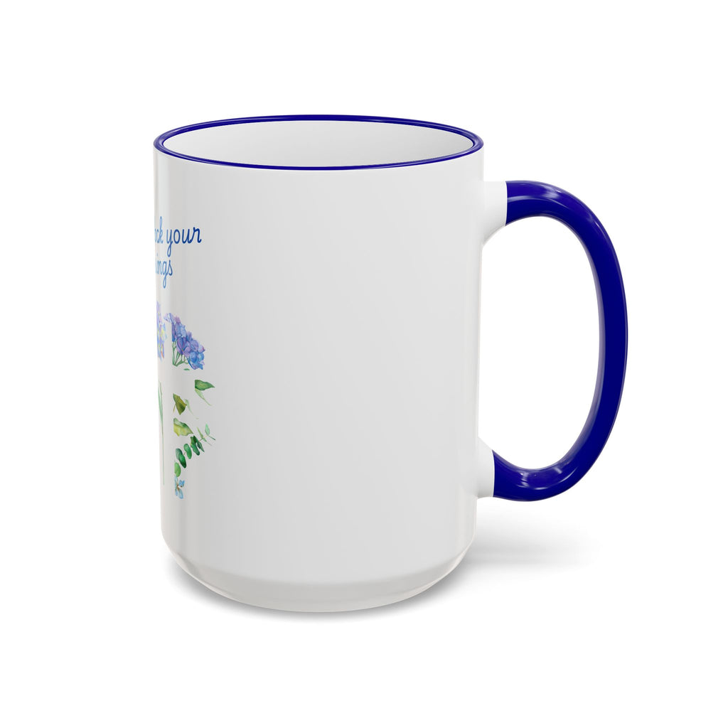 Don't Block Your Blessings hydrangea mug | Accent rim & handle mug