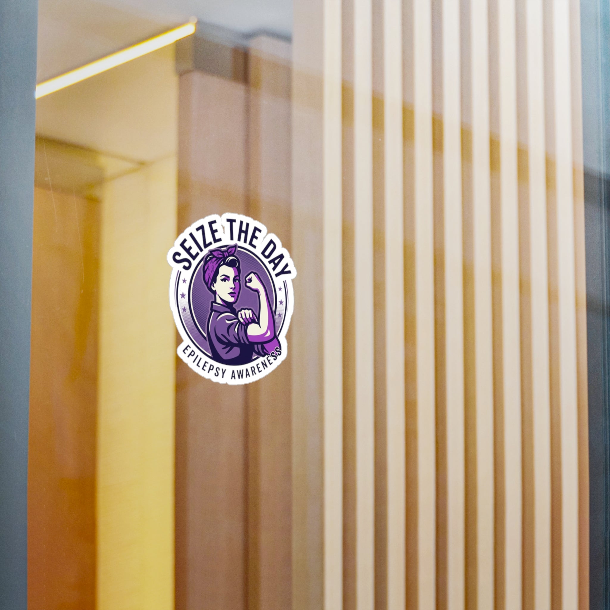 Seize the Day Epilepsy Awareness Kiss-Cut Vinyl Decal | Purple Rosie Riveter Sticker