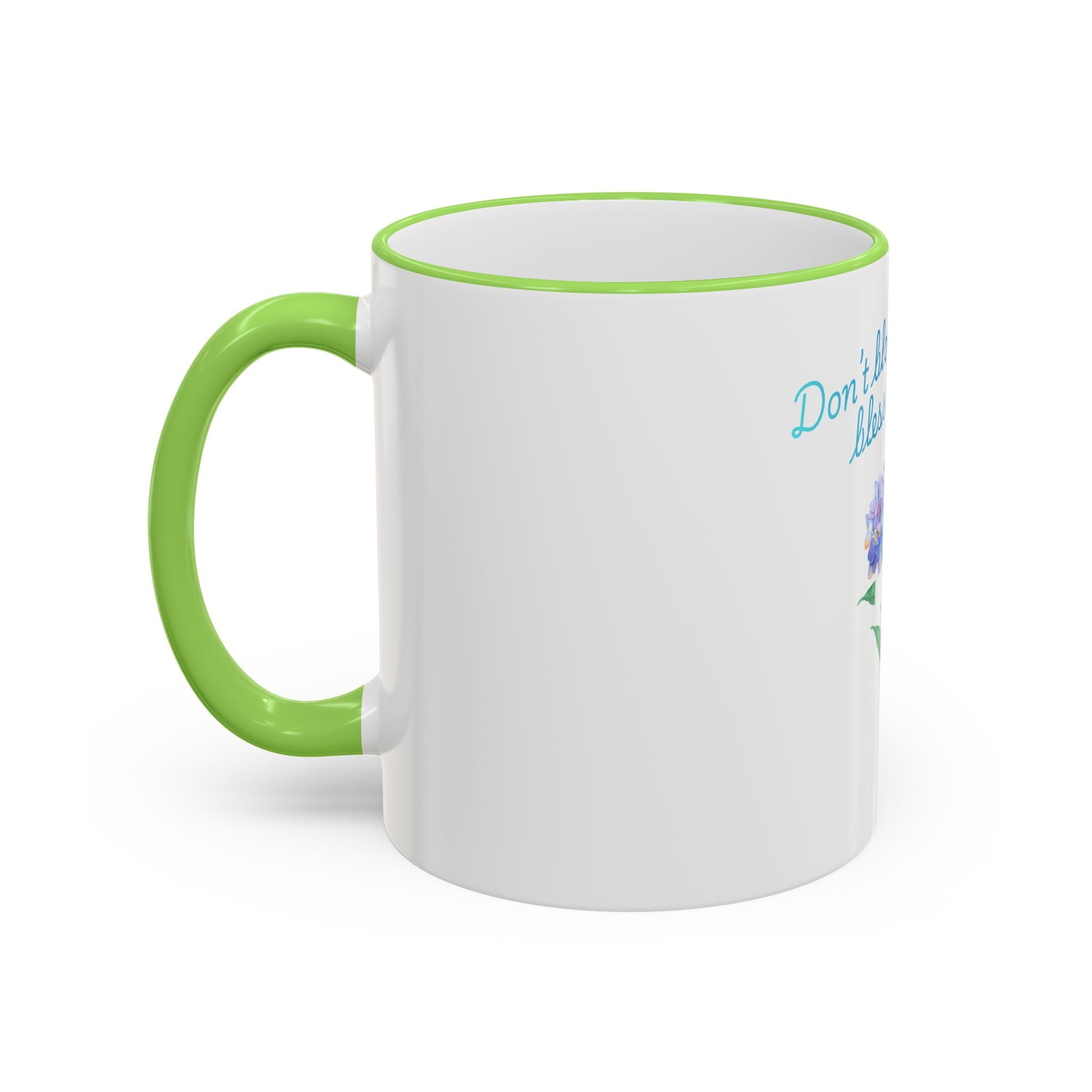 Don't Block Your Blessings hydrangea mug | Accent rim & handle mug