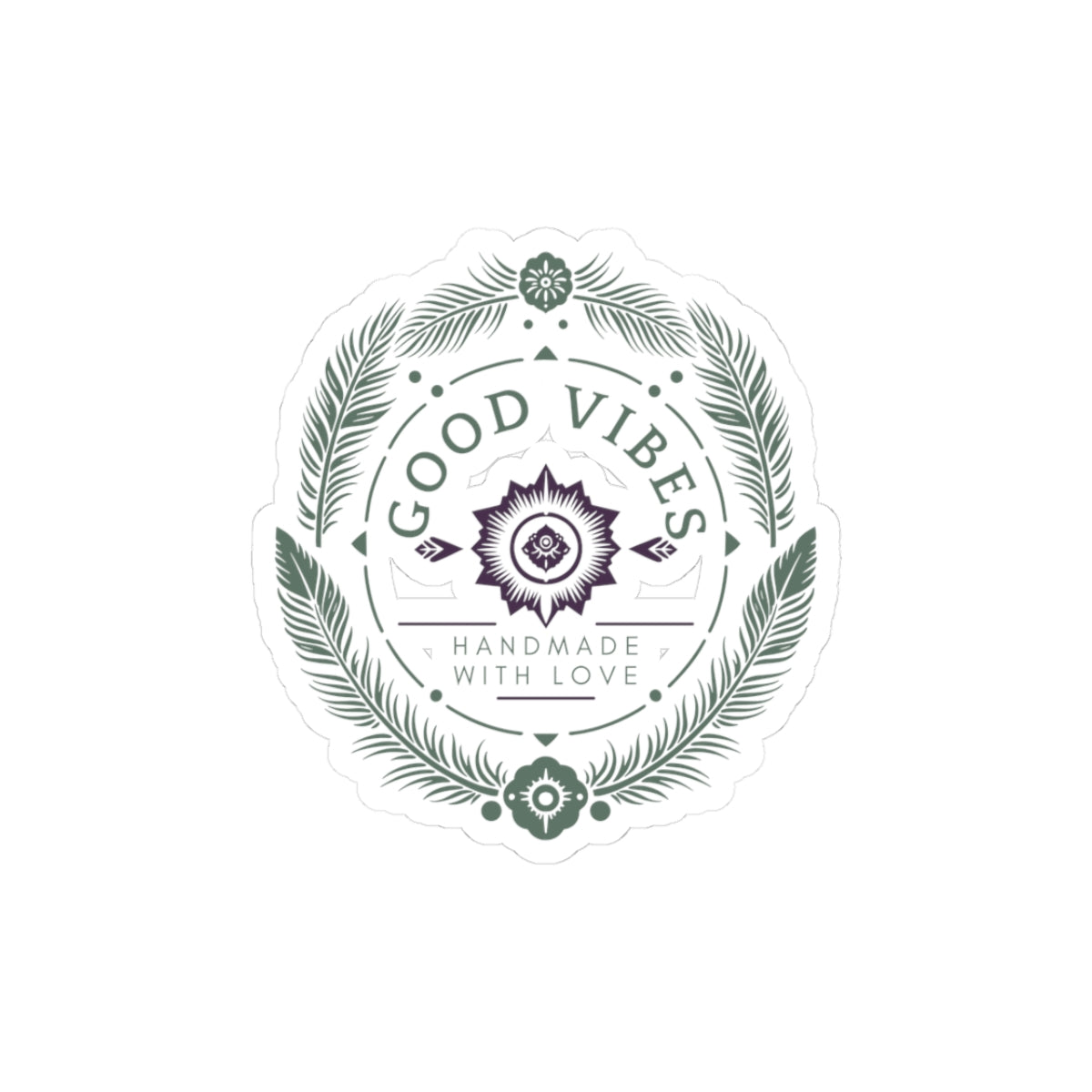 Good Vibes Floral Mandala Kiss-Cut Stickers | Boho Laptop Decal