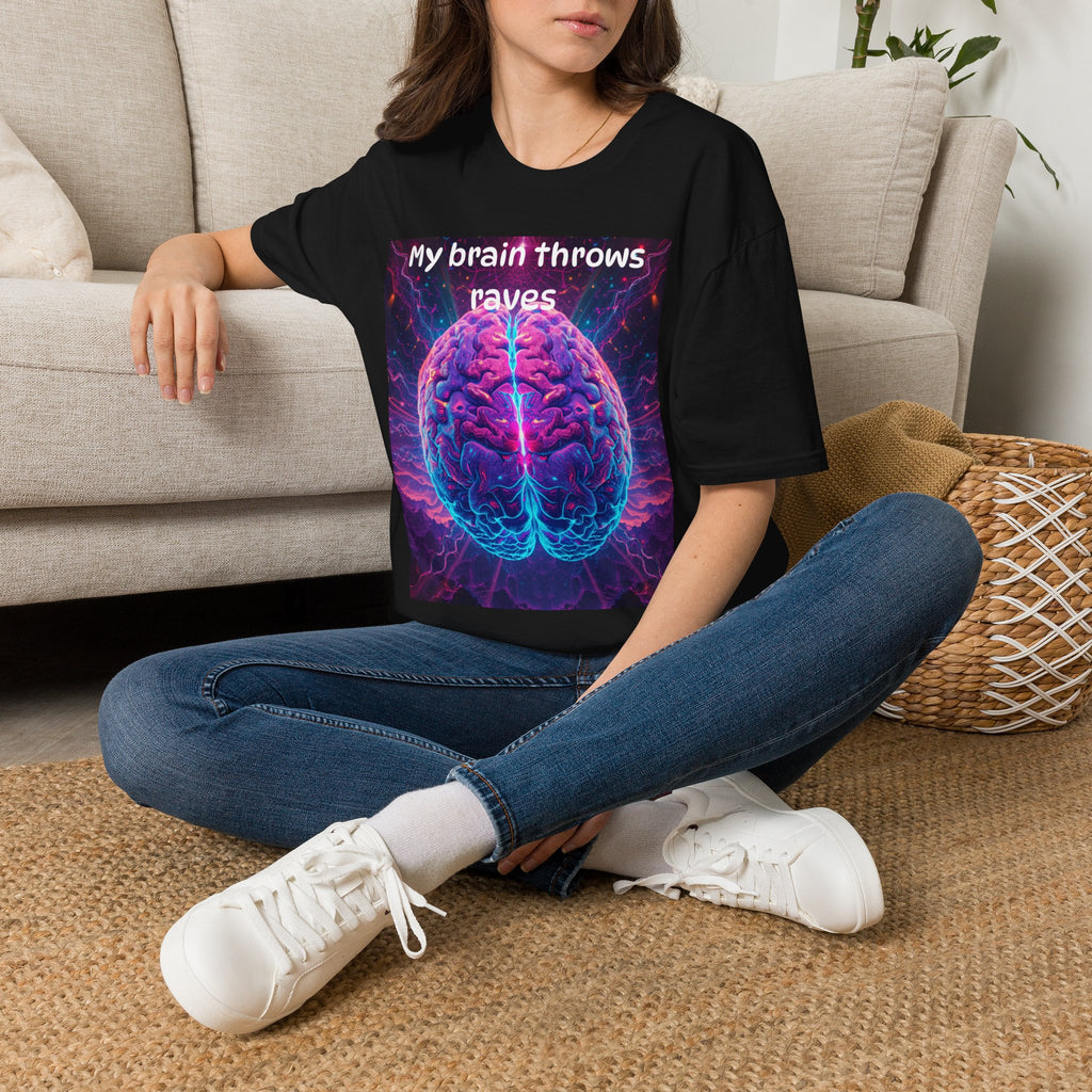 Brain Rave T-Shirt — "My Brain Throws Raves" Neon Brain Graphic Tee