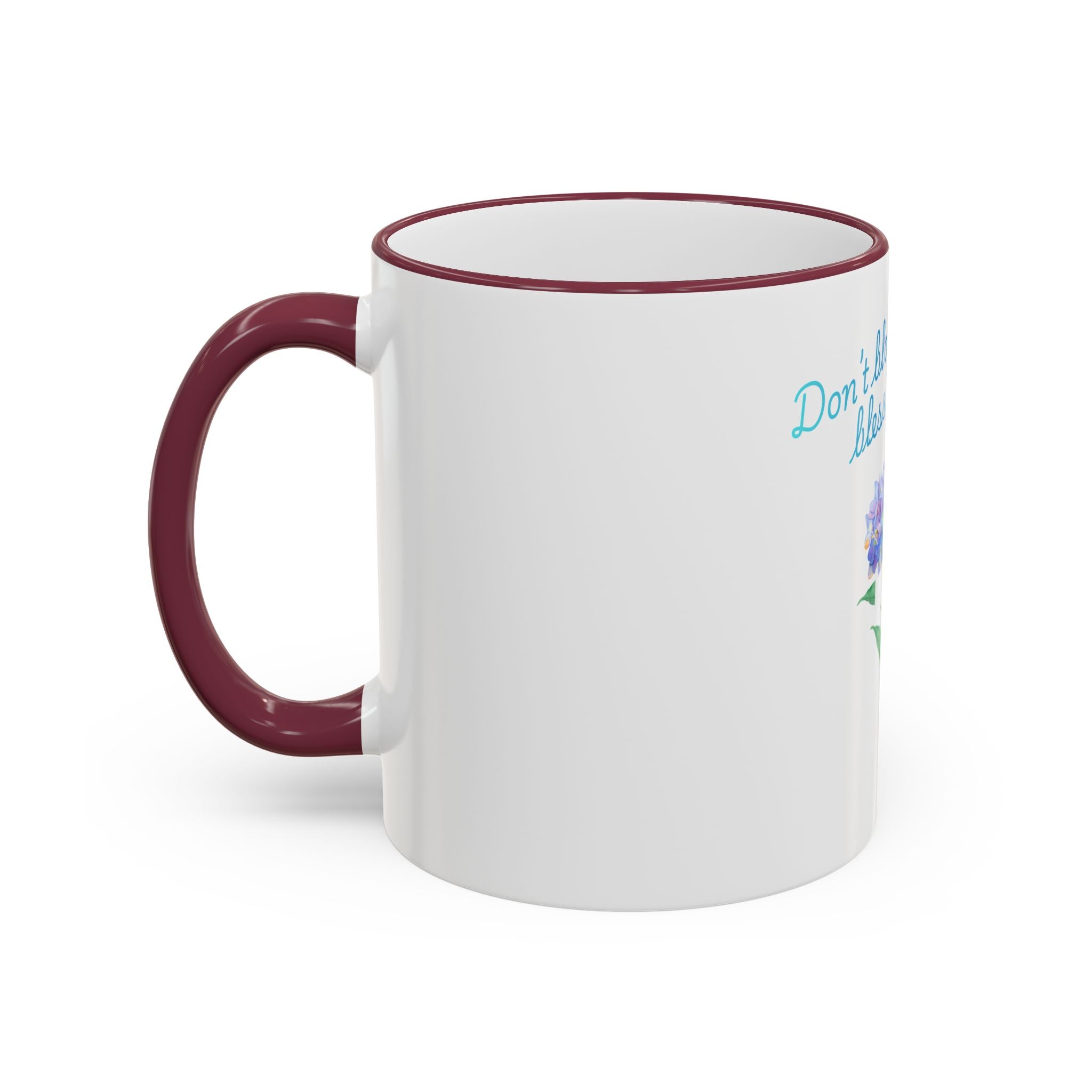 Don't Block Your Blessings hydrangea mug | Accent rim & handle mug