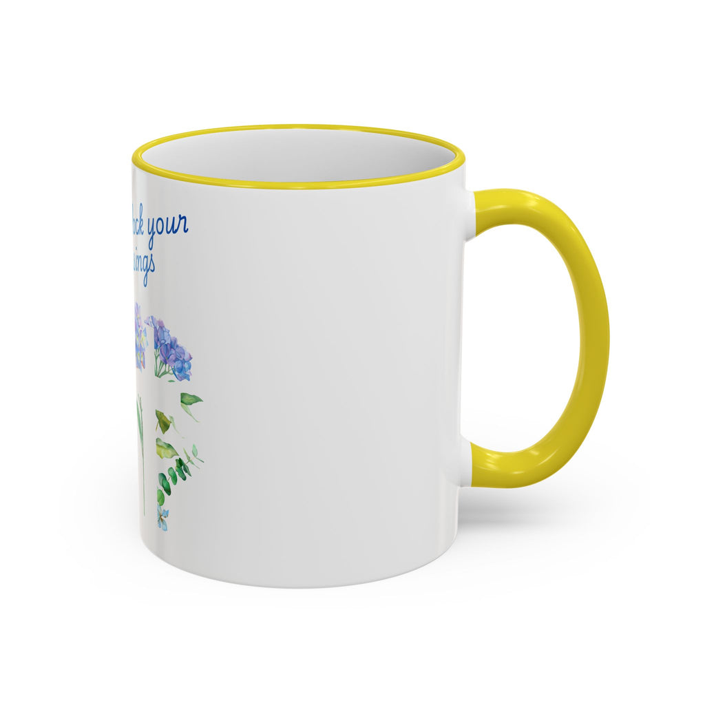 Don't Block Your Blessings hydrangea mug | Accent rim & handle mug