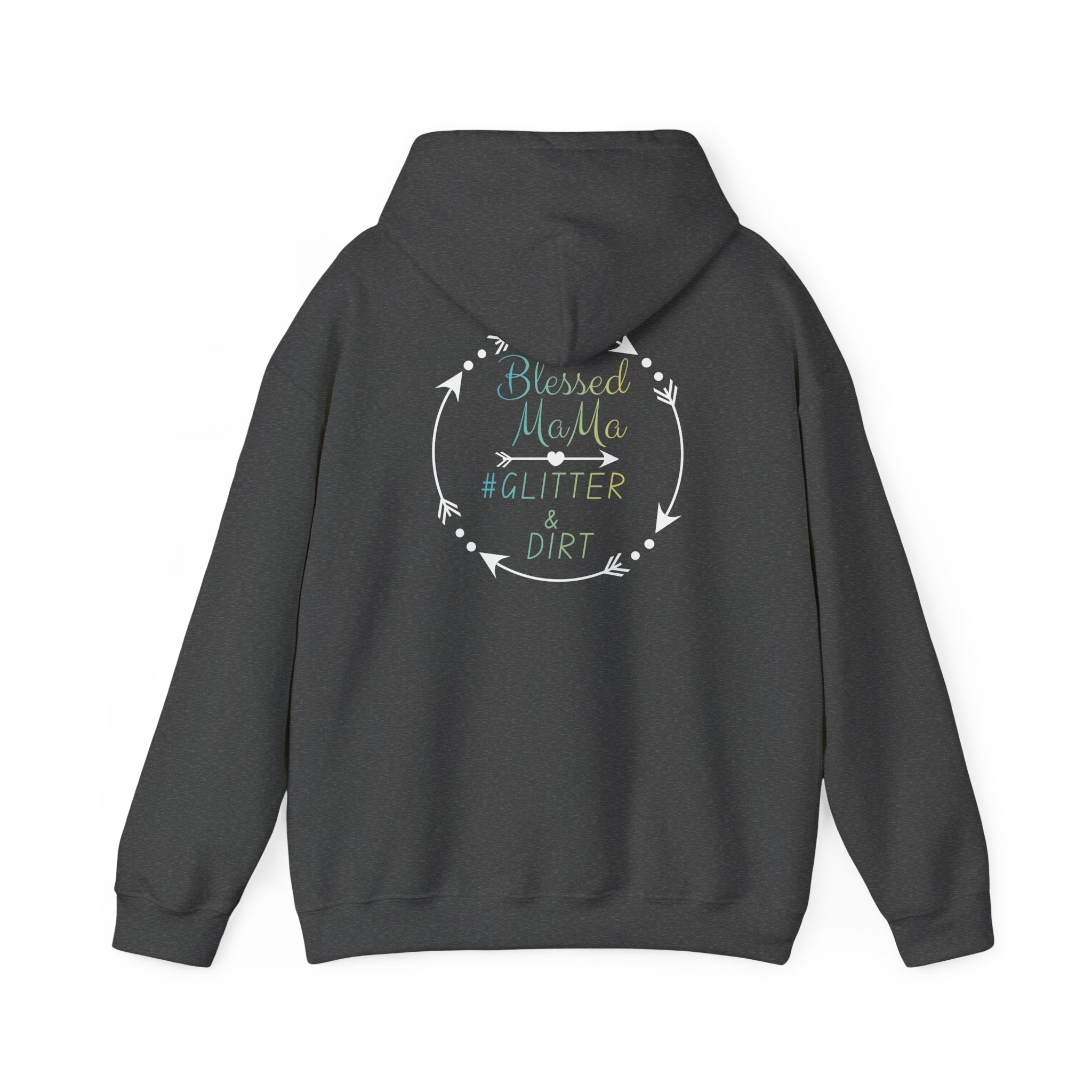 Hoodie — "Blessed Mama" Glitter & Dirt Arrow Pullover