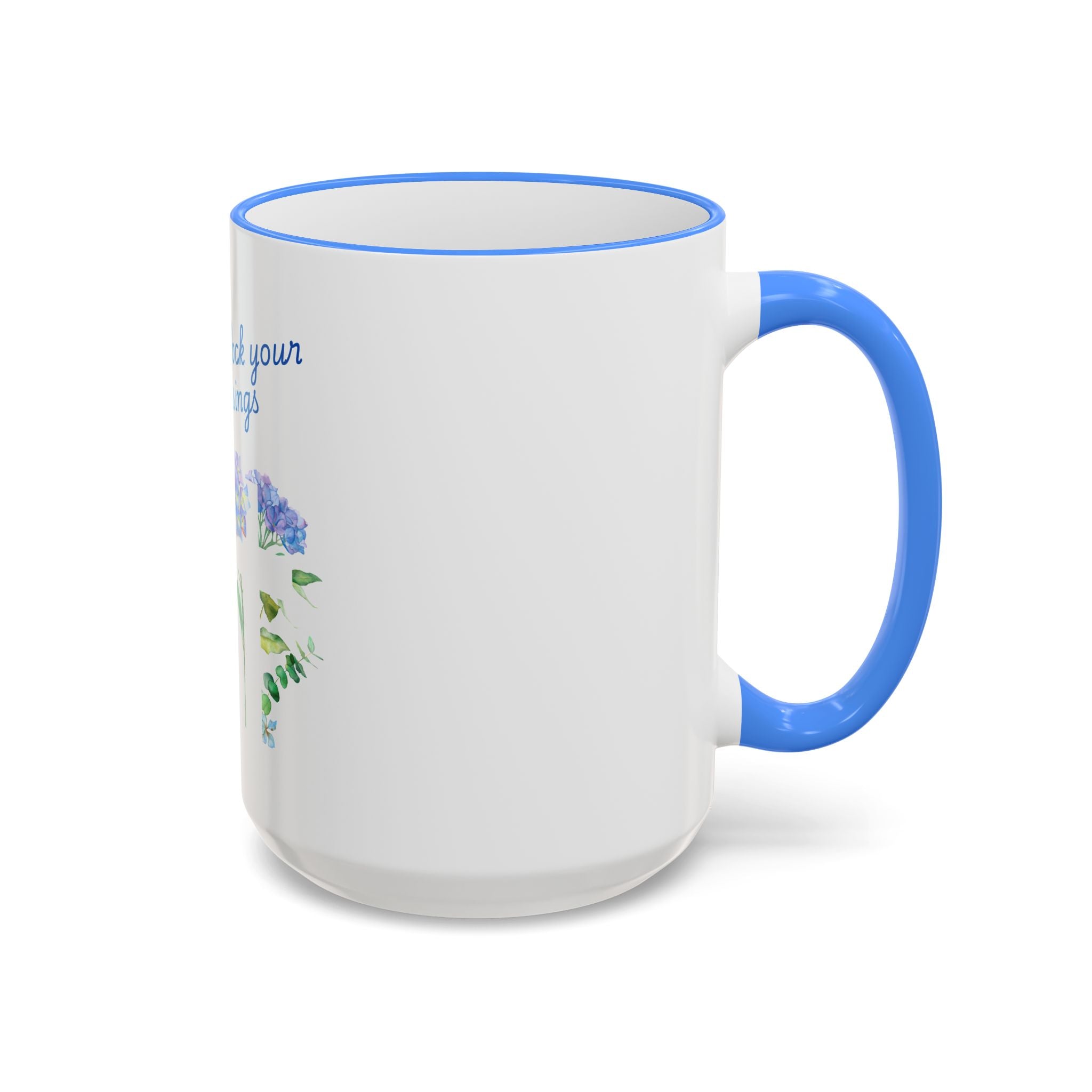 Don't Block Your Blessings hydrangea mug | Accent rim & handle mug