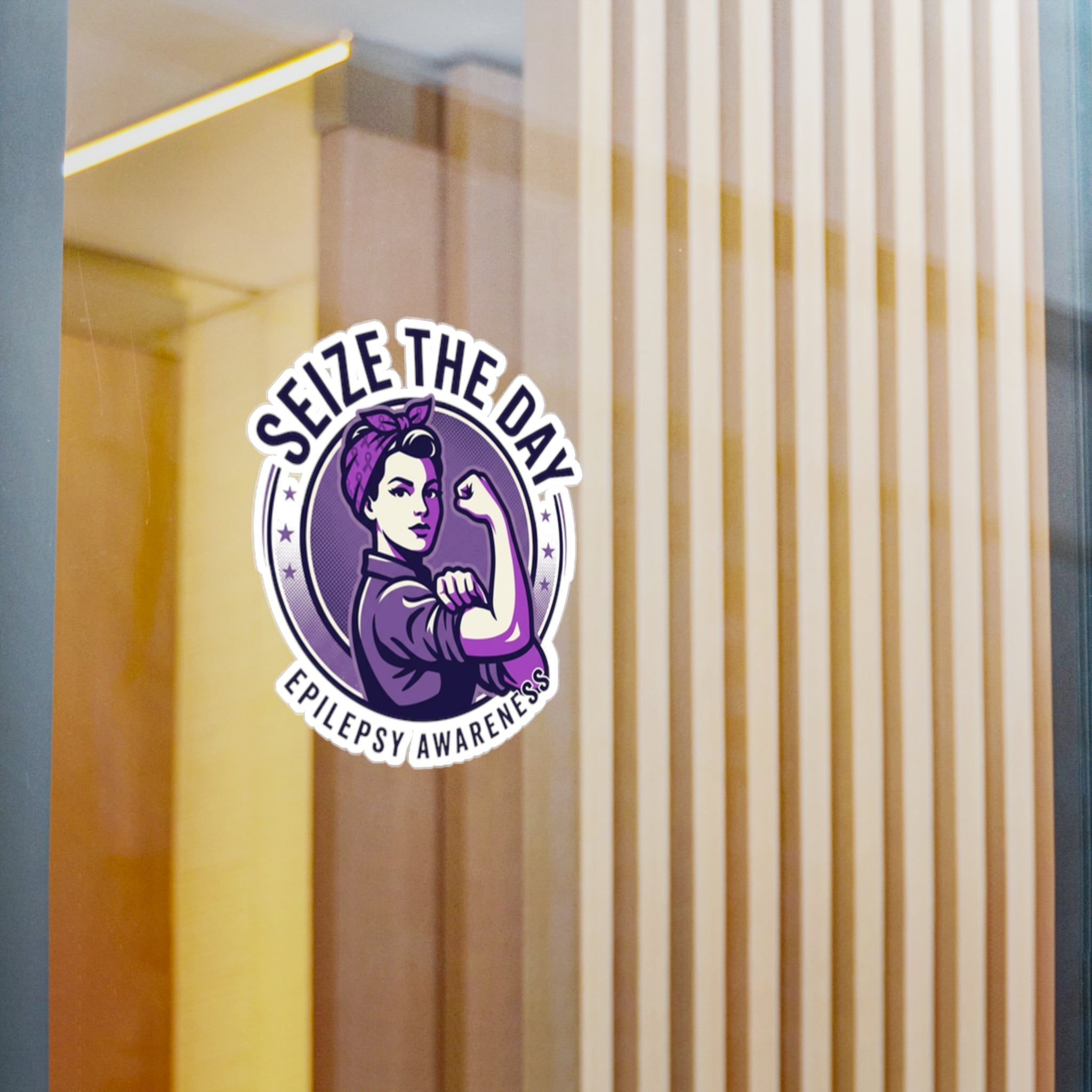 Seize the Day Epilepsy Awareness Kiss-Cut Vinyl Decal | Purple Rosie Riveter Sticker