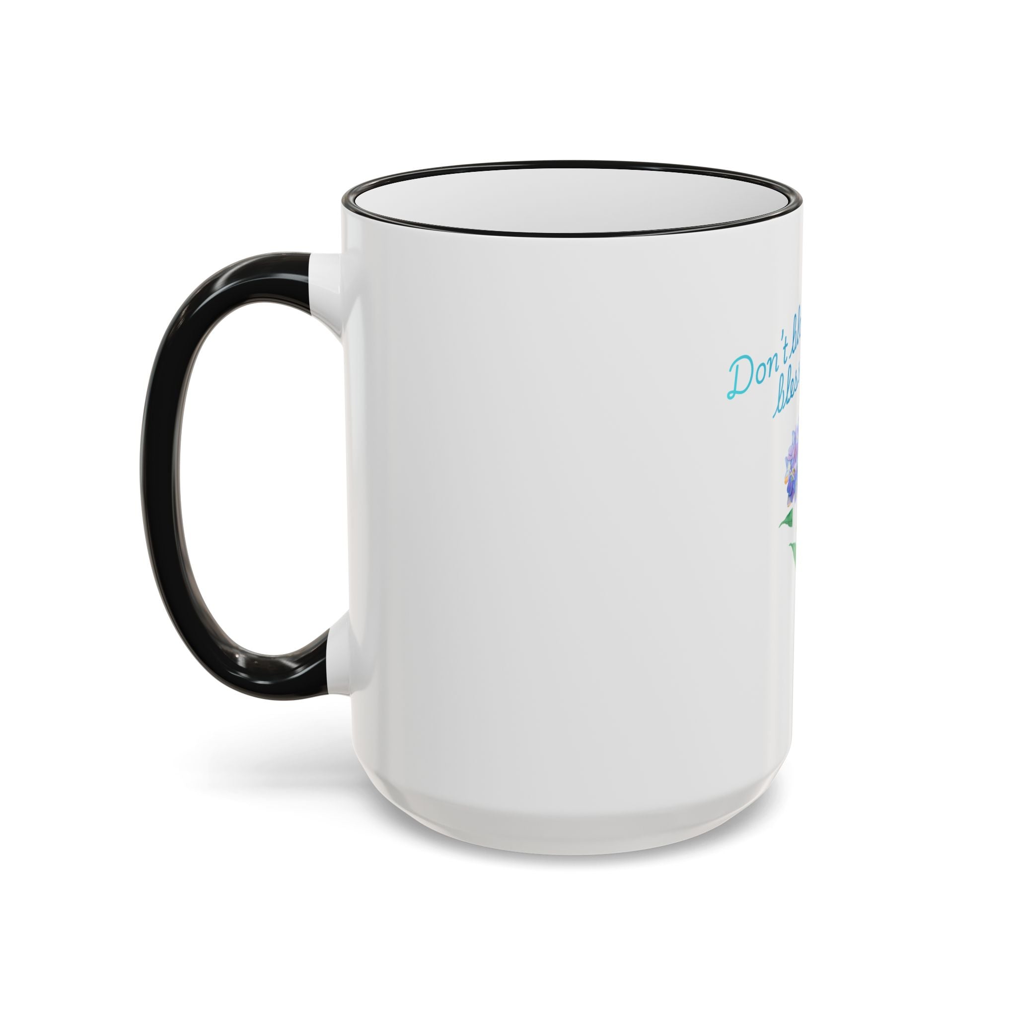 Don't Block Your Blessings hydrangea mug | Accent rim & handle mug