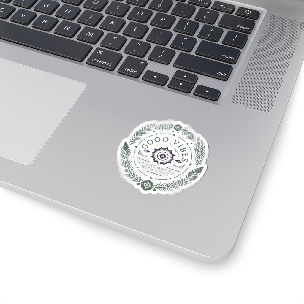 Good Vibes Floral Mandala Kiss-Cut Stickers | Boho Laptop Decal
