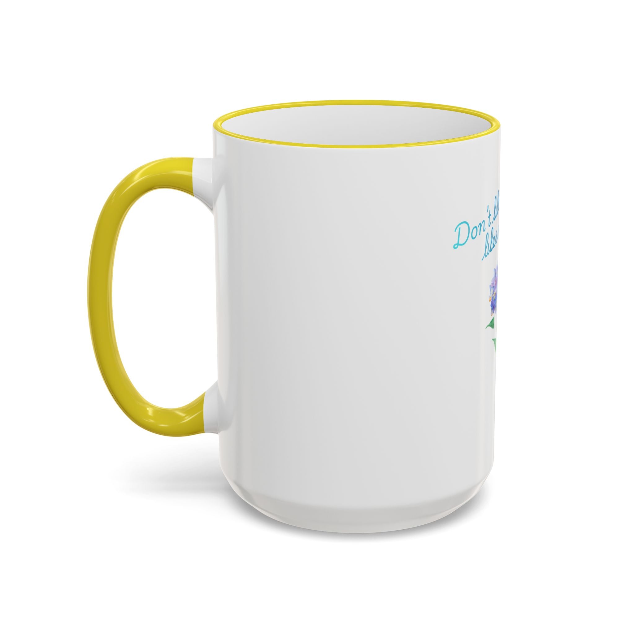 Don't Block Your Blessings hydrangea mug | Accent rim & handle mug