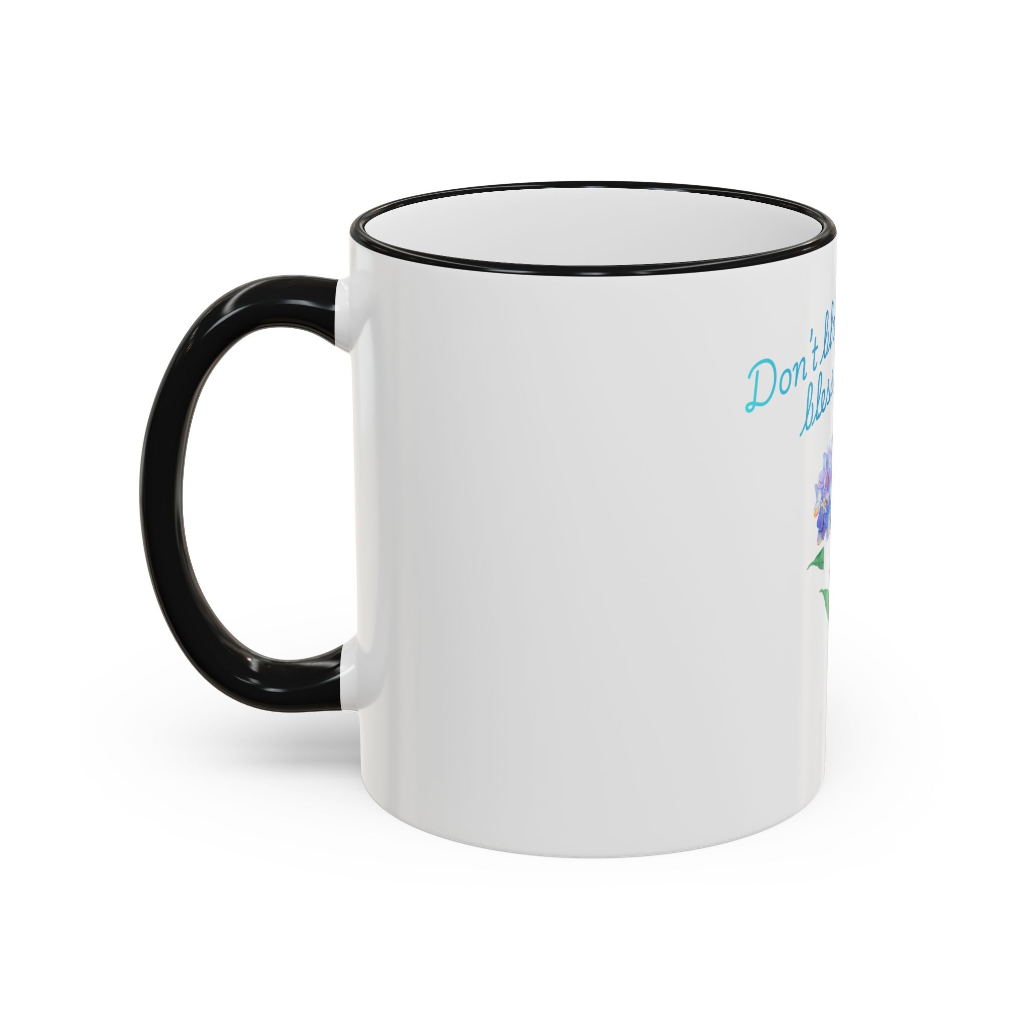 Don't Block Your Blessings hydrangea mug | Accent rim & handle mug