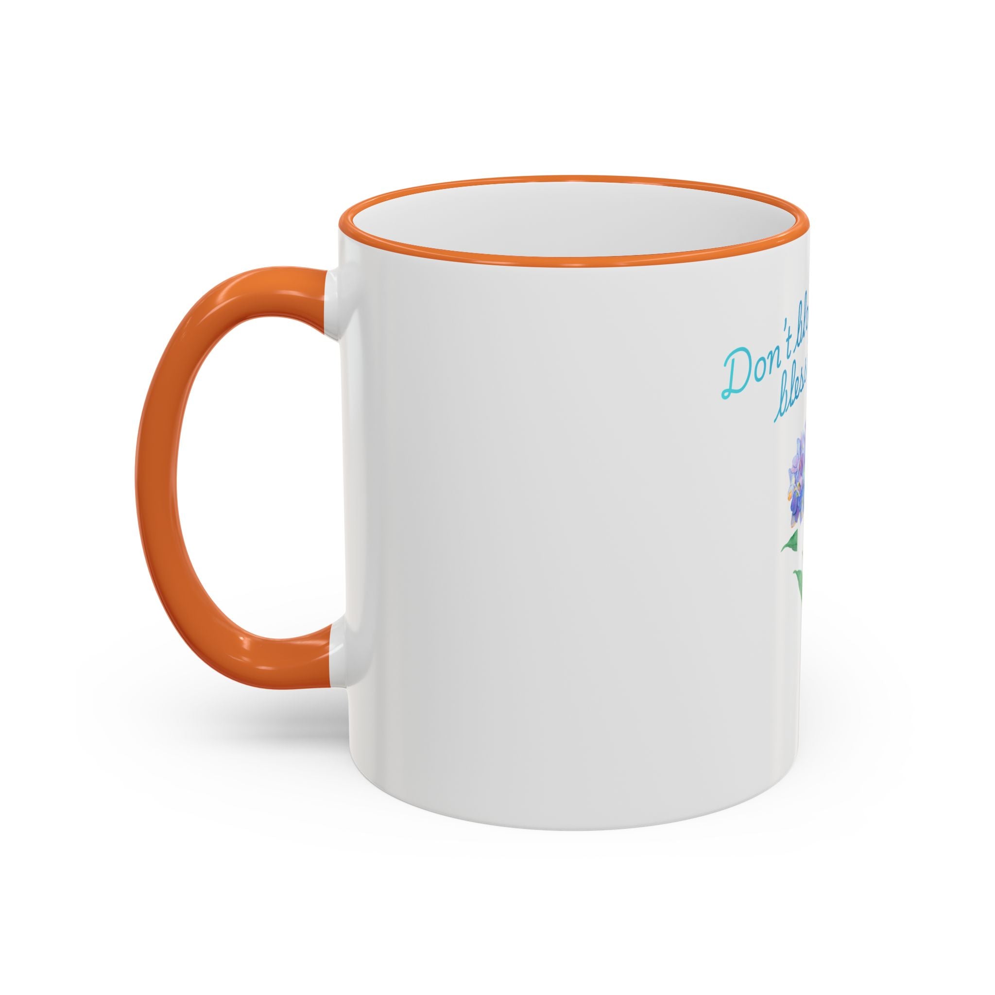Don't Block Your Blessings hydrangea mug | Accent rim & handle mug