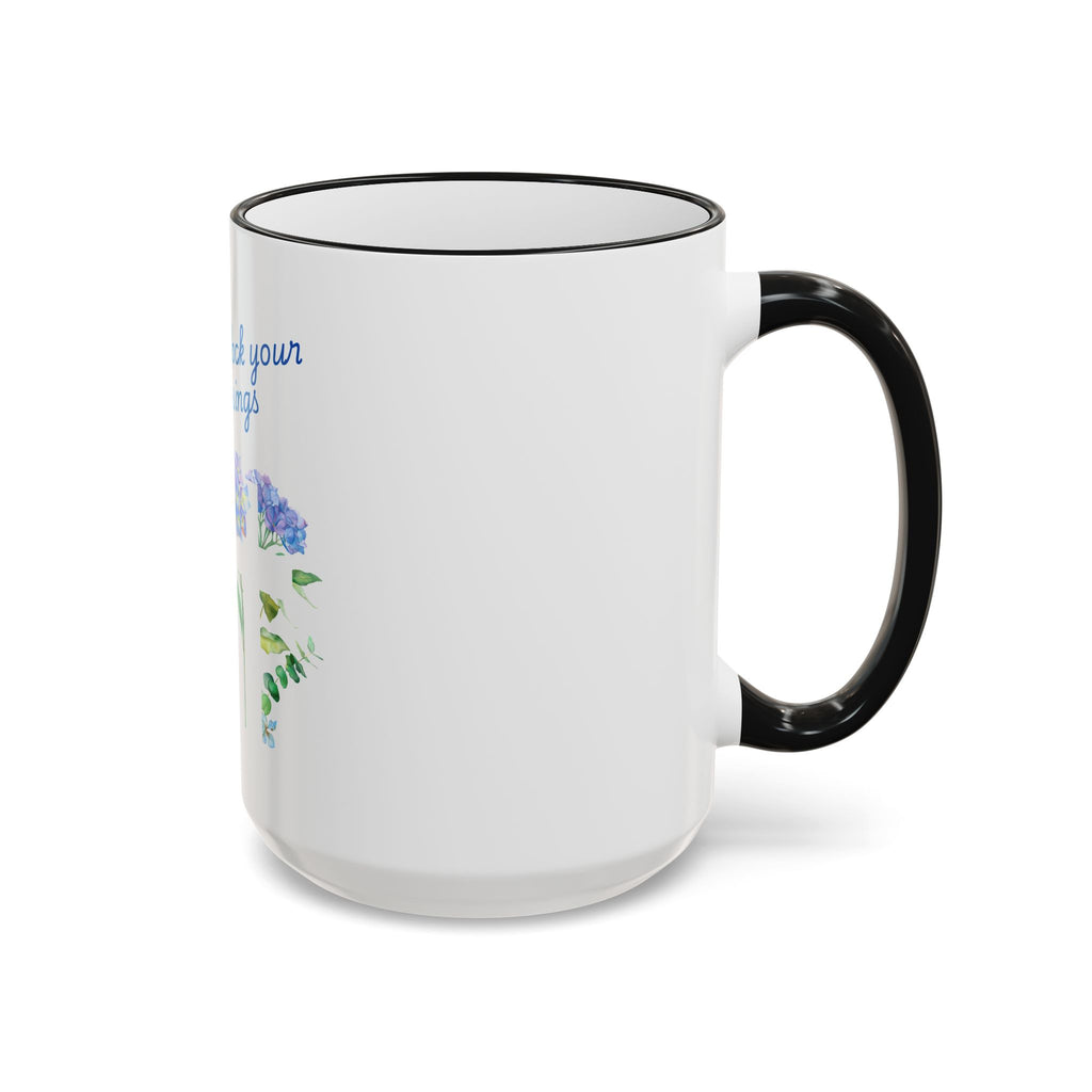 Don't Block Your Blessings hydrangea mug | Accent rim & handle mug