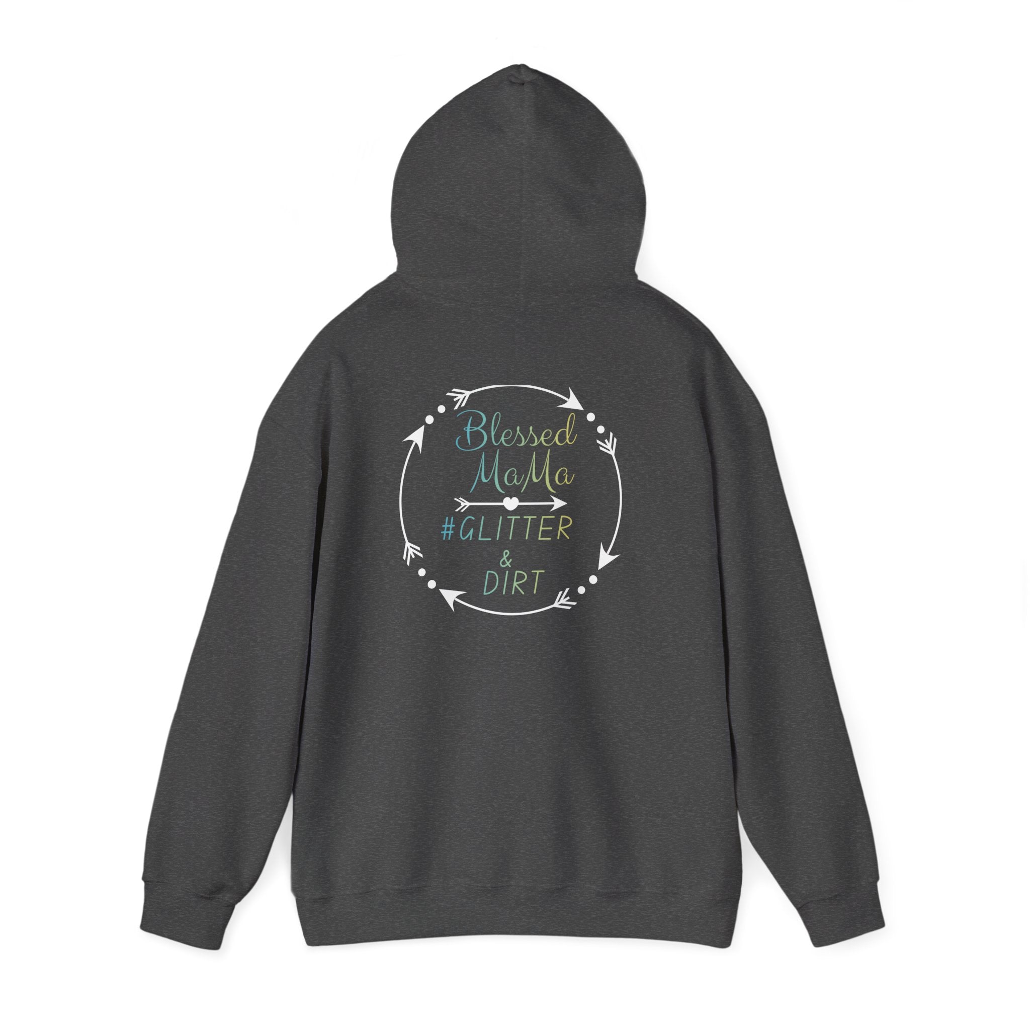 Hoodie — "Blessed Mama" Glitter & Dirt Arrow Pullover